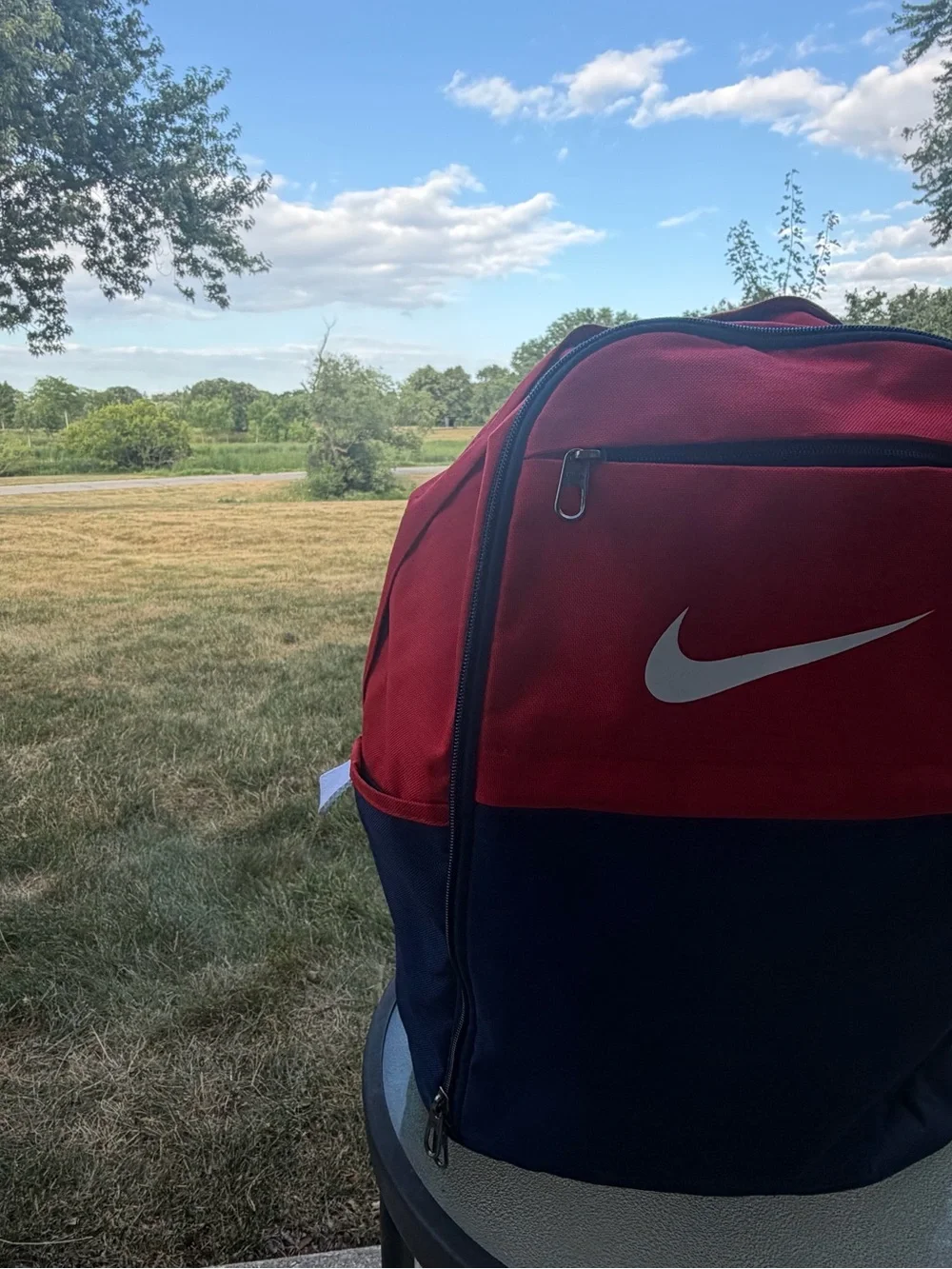 Nike Red and Navy Men's Backpack with White Swoosh